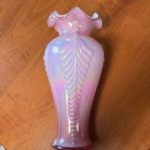 Fenton Iridescent, Feather Vase